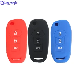 jingyuqin 3 Buttons Silicone Remote Folding Key Fob Case Cover For Ford F-150 F-250 F-350 Explorer Ranger KA Fiesta Mondeo