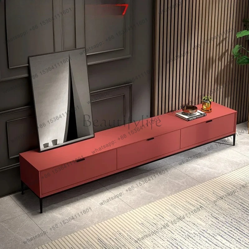 Italian minimalist paint coffee table TV cabinet Nordic modern simple living room solid wood light luxury