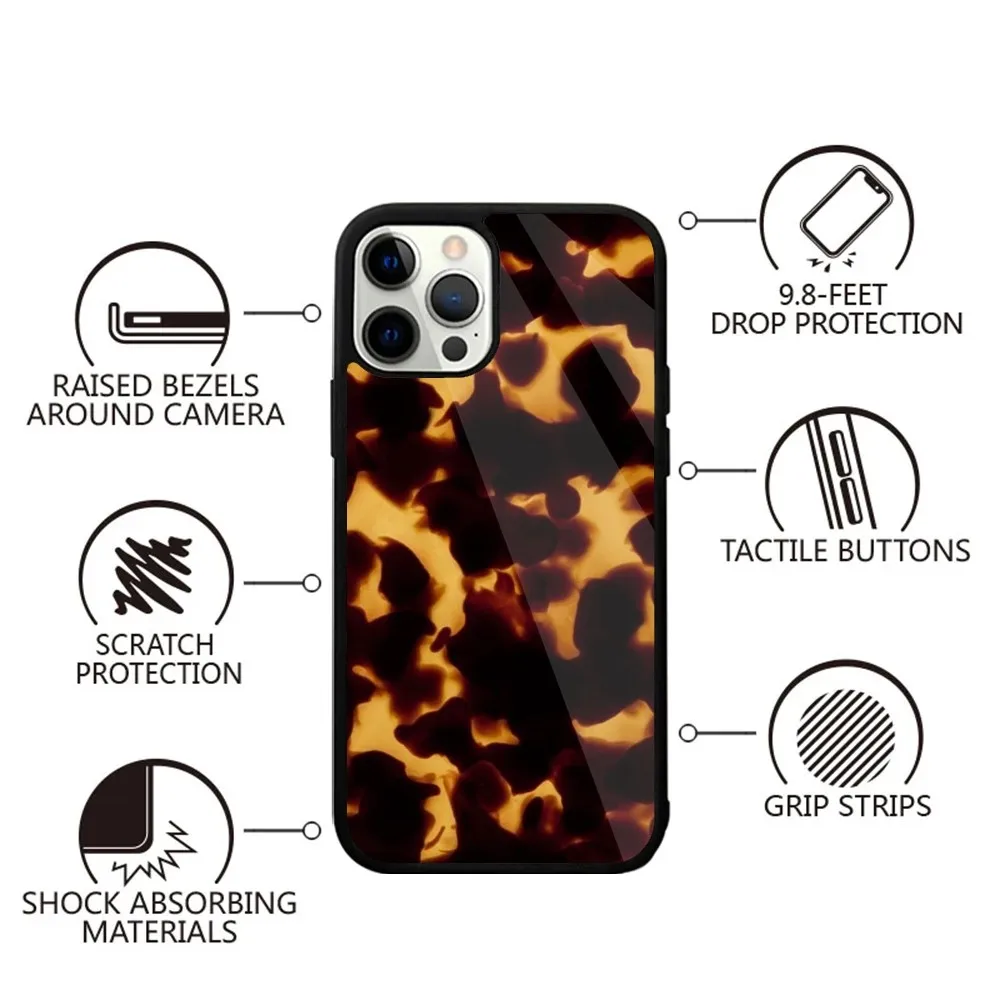 Tortoise Shell Marble Phone Case For iPhone 15,14,13,12,11,Plus,Pro,Max Mini Magsafe Magnetic Wireless Charging