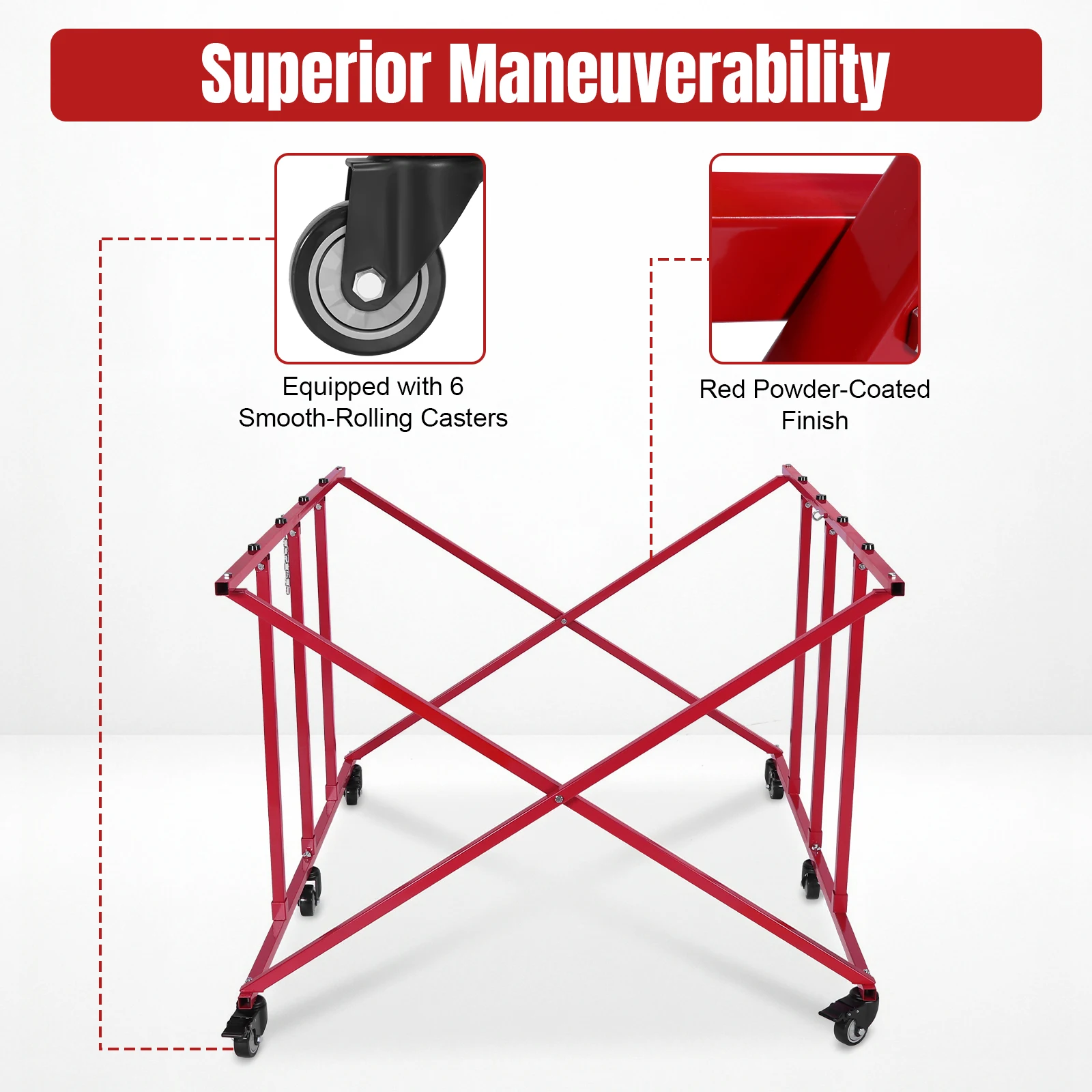 

Movable Auto Parts Transporter W/6 Wheels Powder Coated Auto Body Dolly 800lbs Weight Capacity for Car Storage & Workshop