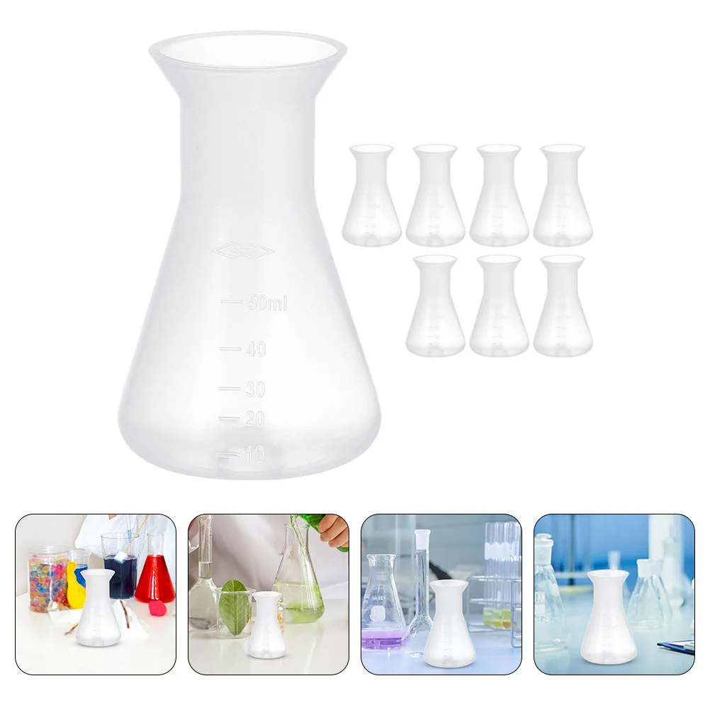 

8 Pcs Laboratory Flask Erlenmeyer Flasks Narrow Neck Science Chemistry Scale for Plastic Conical Experiment Bottle