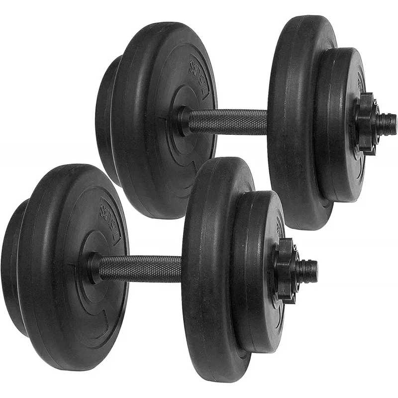 BalanceFrom Fitness 40 All Purpose Vinyl Weight Dumbbell Set With 2.5 7.5 Pound Weights And Collar Locks,14 Pi