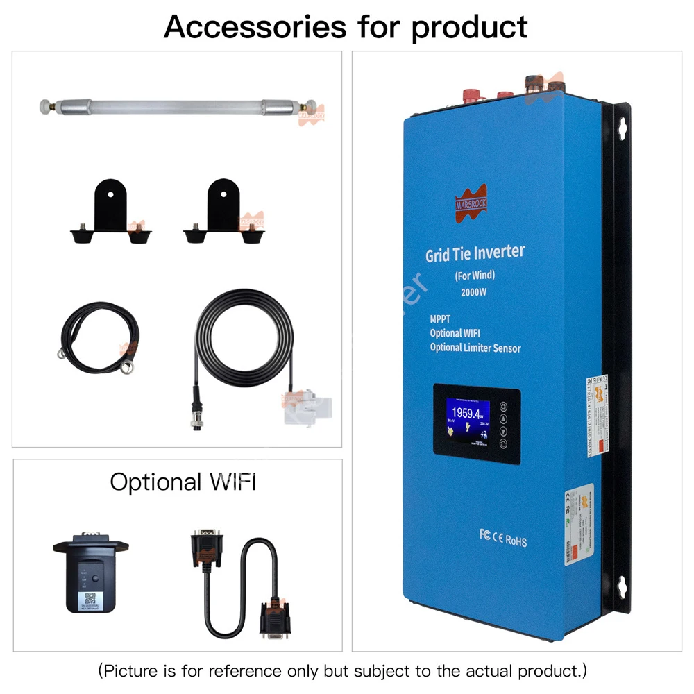 

2000 Вт 230 В 240 В (США 2 фазы) MPPT инвертор ограничения тока энергии ветра, дополнительный Wi-Fi, используется для систем генерации энергии ветра