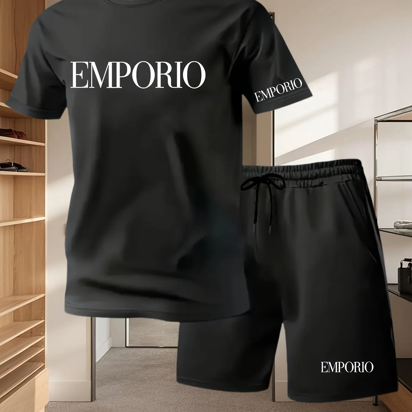 

Мужские повседневные свободные спортивные шорты с короткими рукавами, быстросохнущие, впитывающие пот, мягкие дышащие легкие мужские футболки, комплект шорт