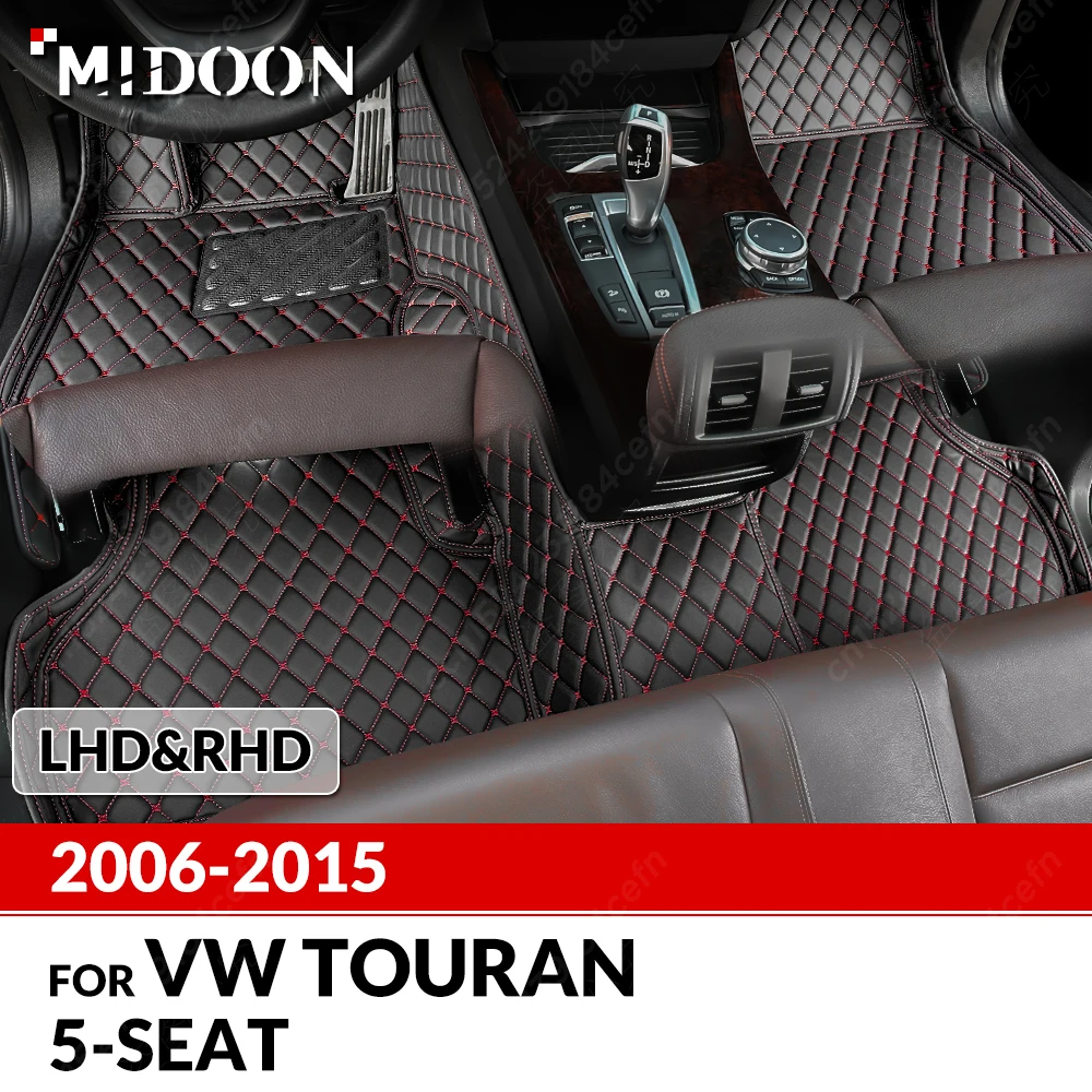 Car Floor Mats For VW Volkswagen Touran 5 Seats 2006-2015 07 08 09 10 11 12 13 14 15 Custom  Carpet Cover Interior Accessories