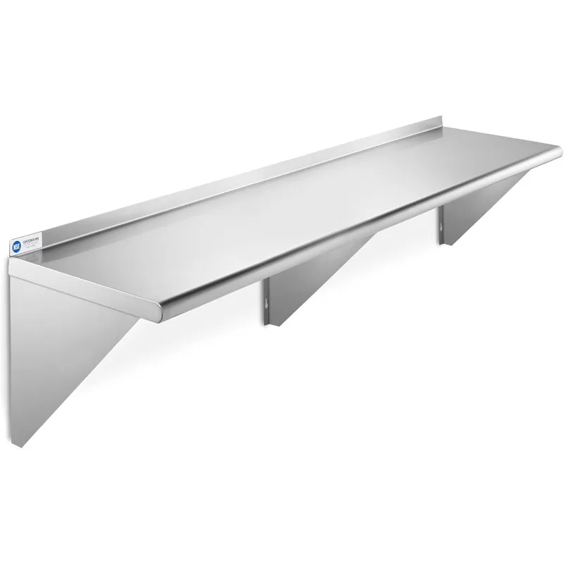 

GRIDMANN 14" x 60" Stainless Steel Wall Mount Shelf with Backsplash, Commercial Grade - NSF Certified 18 Gauge Shelving