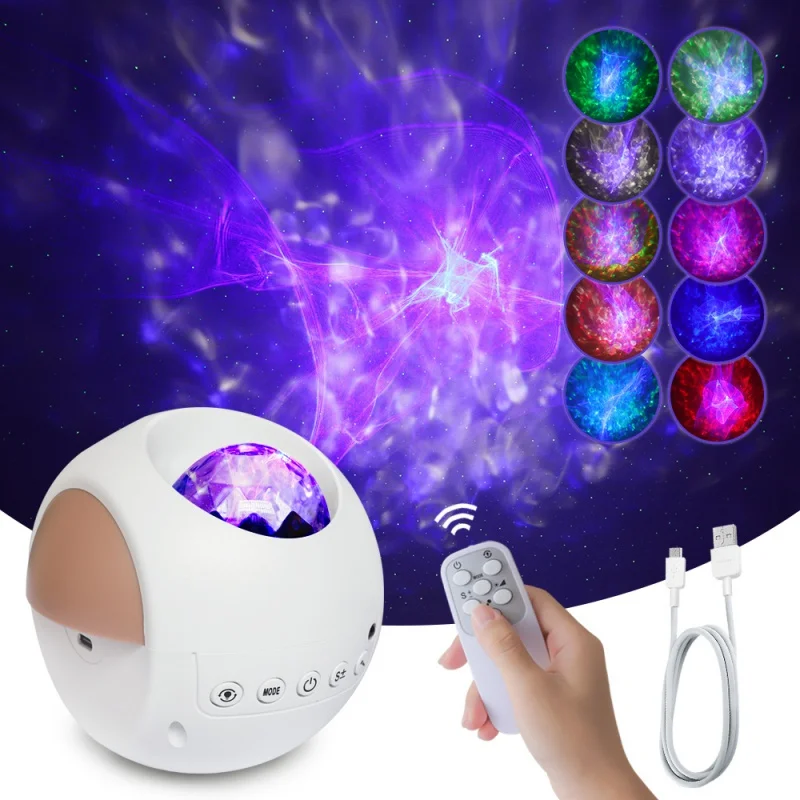 New And Unique 3D Blue Light Aurora LED Water Pattern Star Sky Light Laser Projection Light USB Small Night Light LED Spherical