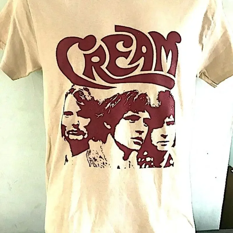 Cream rock band tour short sleeve sand color shirt KV28394