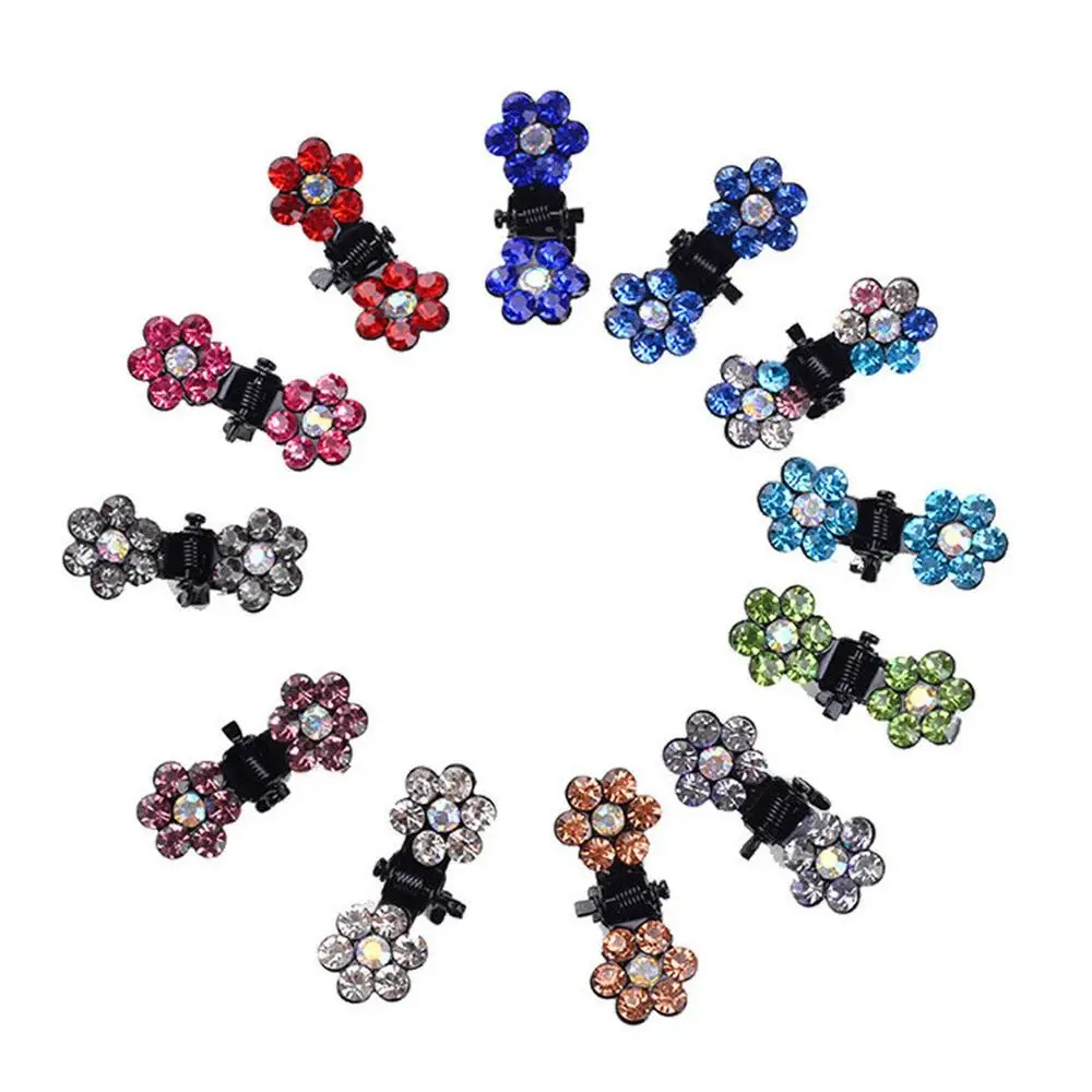 12Pcs Mini Metal Hair Claw Clip Grip Cute Girls Small Hairpin Crystal Headwear