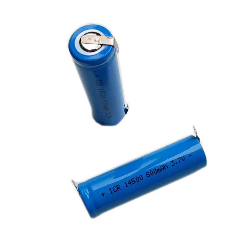 100% New 14500 Lithium Li-ion Rechargeable Battery with Welding Nickel Sheet For Torch Microphone Radio Toothbrush 800mAh 3.7V