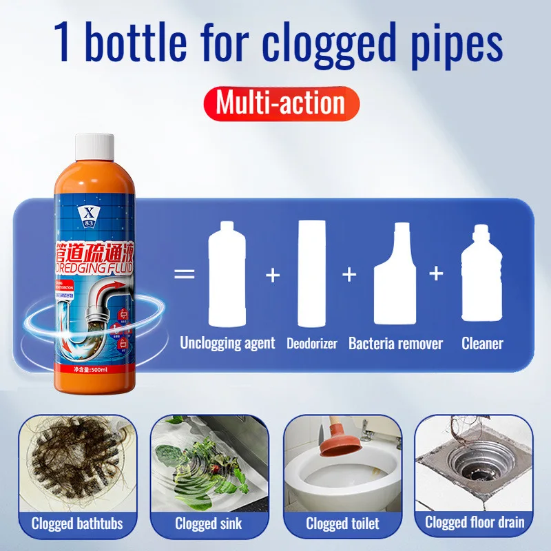 Sewer Pipe Unclogging Agent  Specialized Toilet Clogging Dissolving Grease Cleaning Deodorizing Kitchen Toilet Pipe Unclogger