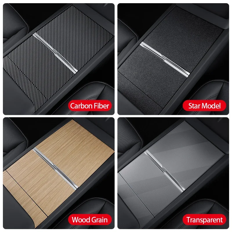 For Tesla Model 3+ Highland Center Console Panel Sticker Wood Grain Film Carbon Central Control Cover Car Interior Accessories