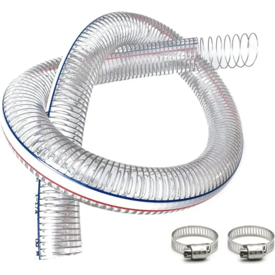 

2 1/4 OD Heavy-Duty Steel Wire Vacuum Suction Hose PVC High Pressure UV Chemical Resistant Thick Flexible Vinyl Tubing for Bilg