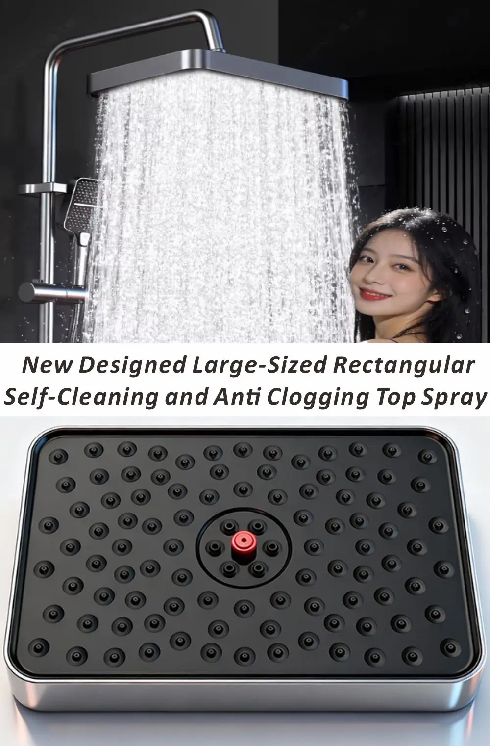 

14 Inch new High Pressure Top Spray Rain Shower Head Larger Flow Supercharge Rainfall Showerhead 360° Swivel Water Saving