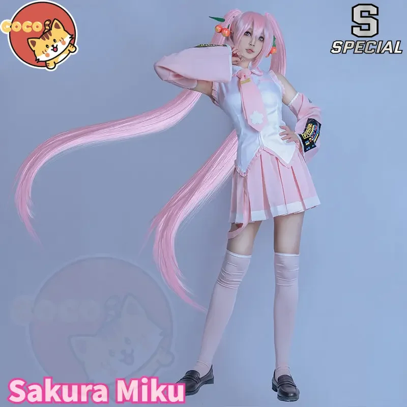 CoCos-S VOCALOID Sakura Miku Pink Cosplay Costume VOCALOID Cos Sakura Miku Cosplay Spring Miku Pink Costume and Cosplay Wig