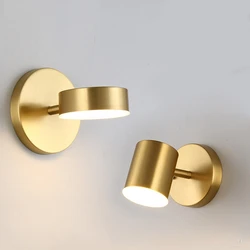 Wall Decor Nordic Room Bedroom Bed Post Modern Simple Can Rotate Light Luxury Gold Mirror Front Aisle Wall Light