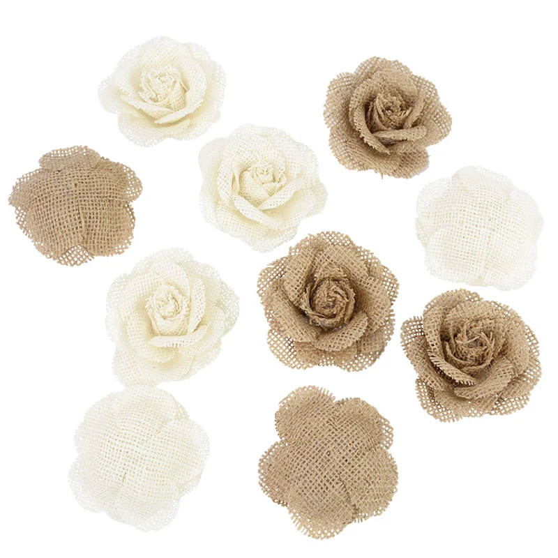 

3/5pcs Rose Head Retro Country Wedding Party Accessories Christmas Handmade Imitation Jute DIY Craft Home Decoration Supplies