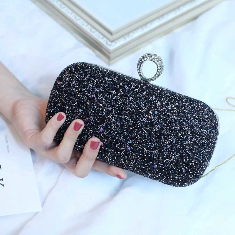 Evening Pink Clutch Designer Bags Women Luxury 2025 Purse Bling Sequins Handbag New Fashion Shoulder Crossbody Small Phone Bag