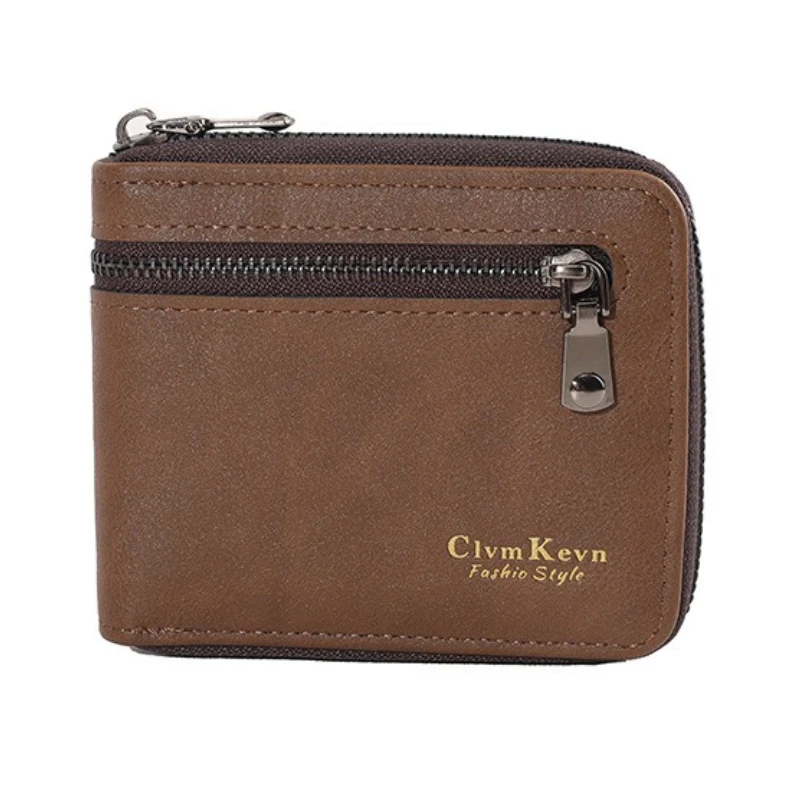 2025 رجل جديد قصير محافظ ثنائية الطي متعددة بطاقة موضة محفظة من جلد PU عالية الجودة الرجال الكلاسيكية المحفظة مع حقيبة عملة سستة #5