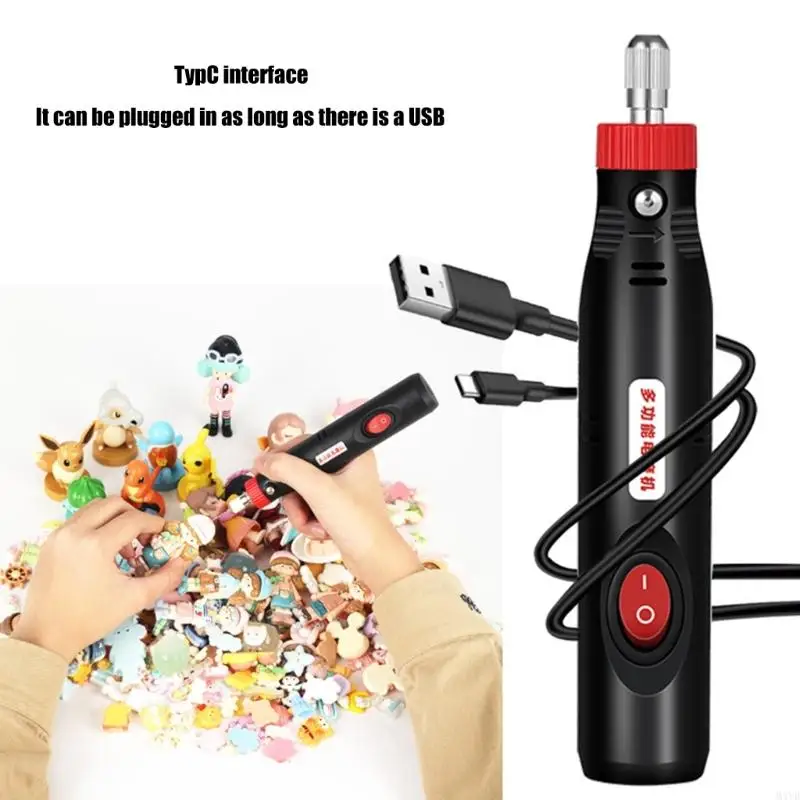 เครื่องมือฝึกซ้อมไฟฟ้า Mini Mini Material พร้อมอุปกรณ์เสริมหลุมสำหรับการประดิษฐ์เครื่องประดับฮอร์นเรซิน M4YD