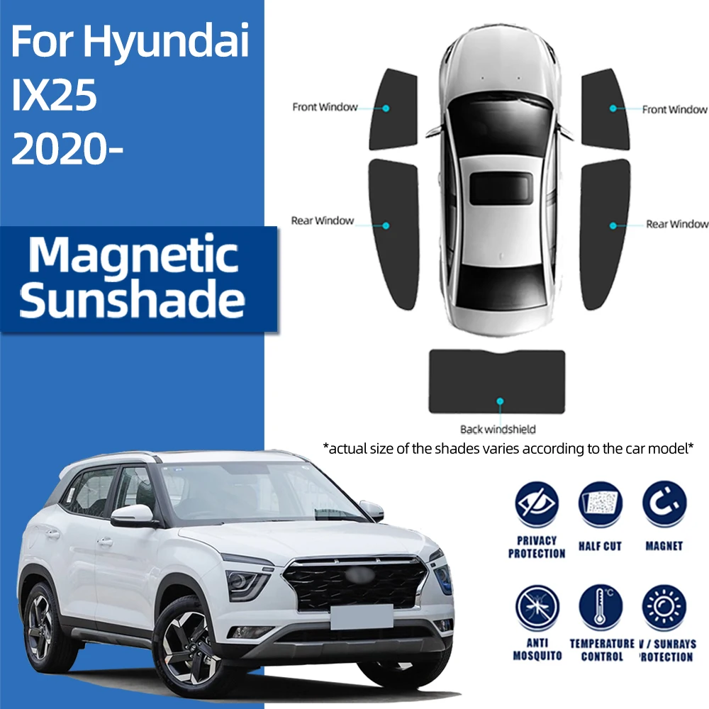 

For Hyundai Creta SU2 2021 2022 2023 Magnetic Car Sunshade Shield Front Windshield Curtain Rear Side Window Sun Shade Visor