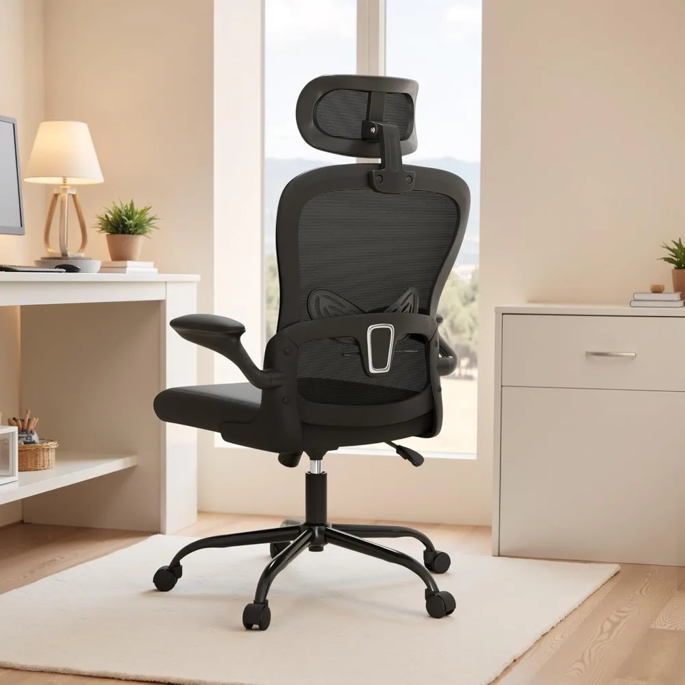 

Ergonomic Office Computer Chair，Computer Desk Chair with 3D Headrest Adjustable Lumbar Support，High Back Mesh Chair.
