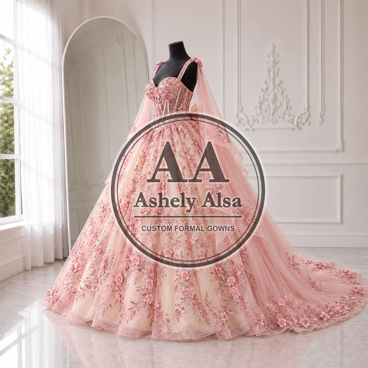 Charming Princess 15 16 Girl Quinceanera Dress 3D Flower Lace Up Ball Gown Prom Birthday Party Vestido De xv Anos Custom AA833