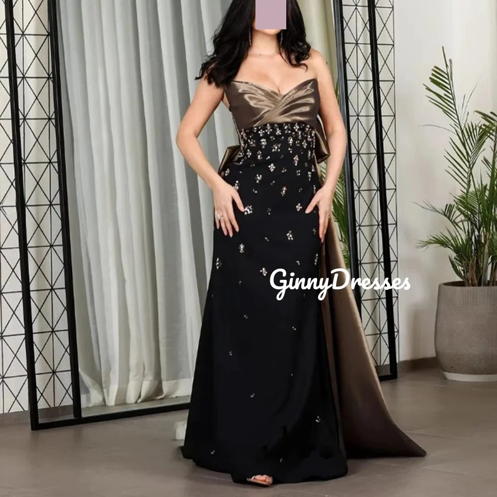 

Evening Dress Sweetheart Customize A-Line Beadings Elegant Party Dresses For Women Floor-Length Zipper Up Sleeveless Wedding Par