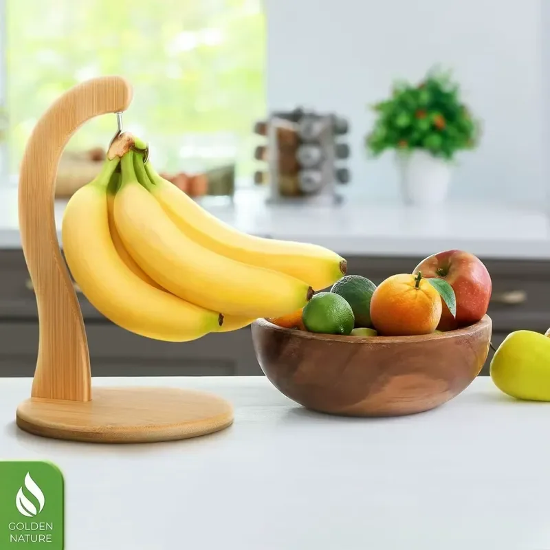 Wholesale Eco Friendly Multi Functional Bamboo Fruit Vegetable Display Stand Home Kitchen Tabletop Storage Tool Organizer