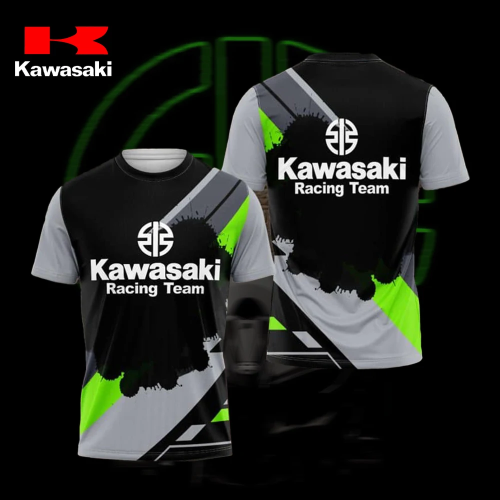 

Мужская и женская футболка Kawasaki с 3D принтом, новинка 2023 года, летняя дышащая быстросохнущая футболка, спортивный топ для пар