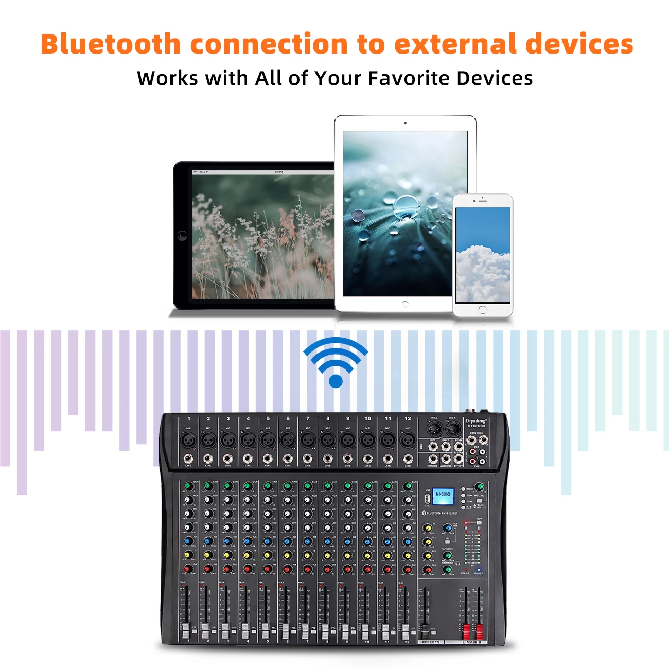 Professional Mixing Console With Effects Bluetooth 12 Channel Stage Performance KTV Wedding USB Reverb