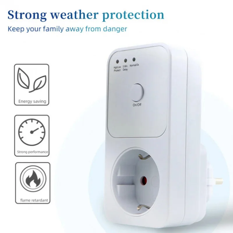 

Refrigerator Voltage Protector AC 220V Stabilizer Automatic Surge Protector Voltage Relay Socket EU Plug Electrical Protection