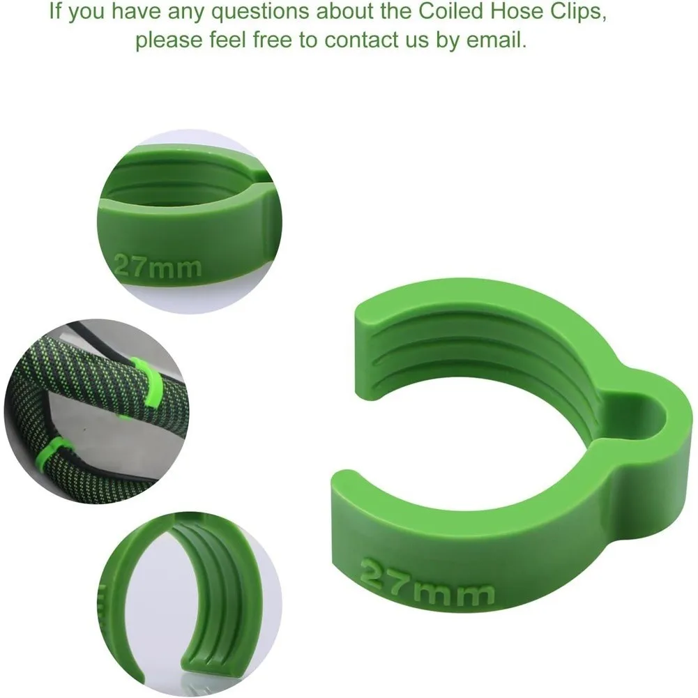 10pcs 27mm Coiled Hose Clips Green Plastic For Vacuum Cleaner Hoses Sander Dust Extractor Cable Management Tool Home Garden