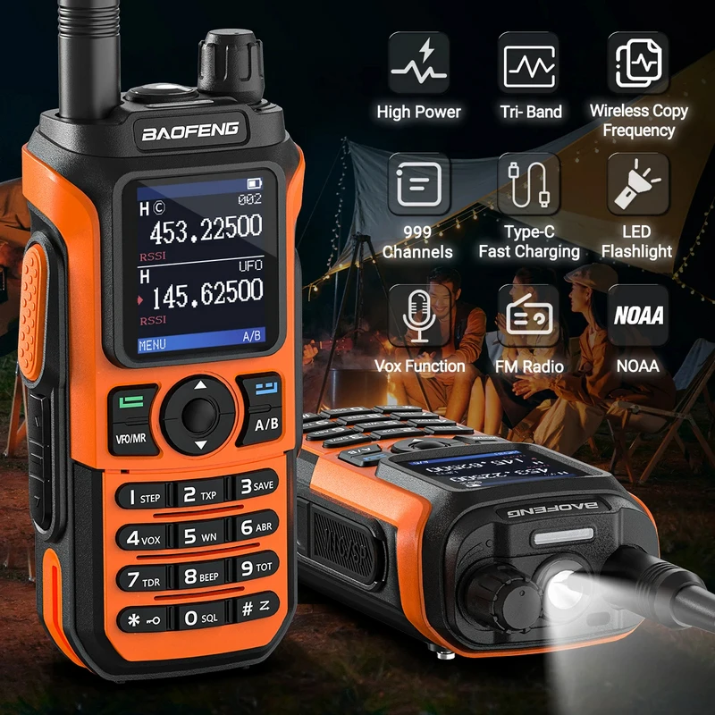 Baofeng UV-21 Pro V2 Wireless Copy Frequency Tri Band Powerful Waterproof Long Range UV-5R 22Pro S22 Type-C Two Way Radio