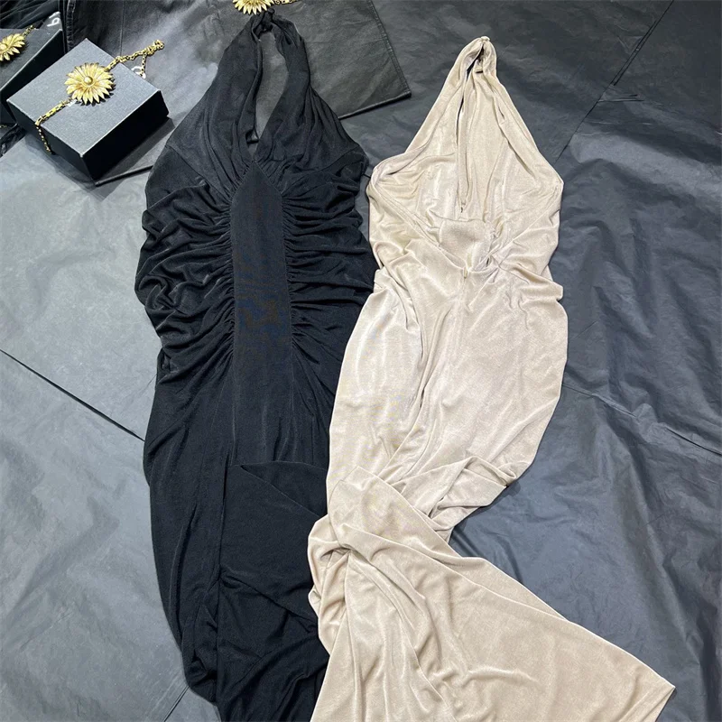 Immagine 5: Abito da donna Nuovi abiti lunghi senza maniche slim fit in maglia elastica per l'estate 2025 Abiti da festa sexy senza schienale Abiti da sera