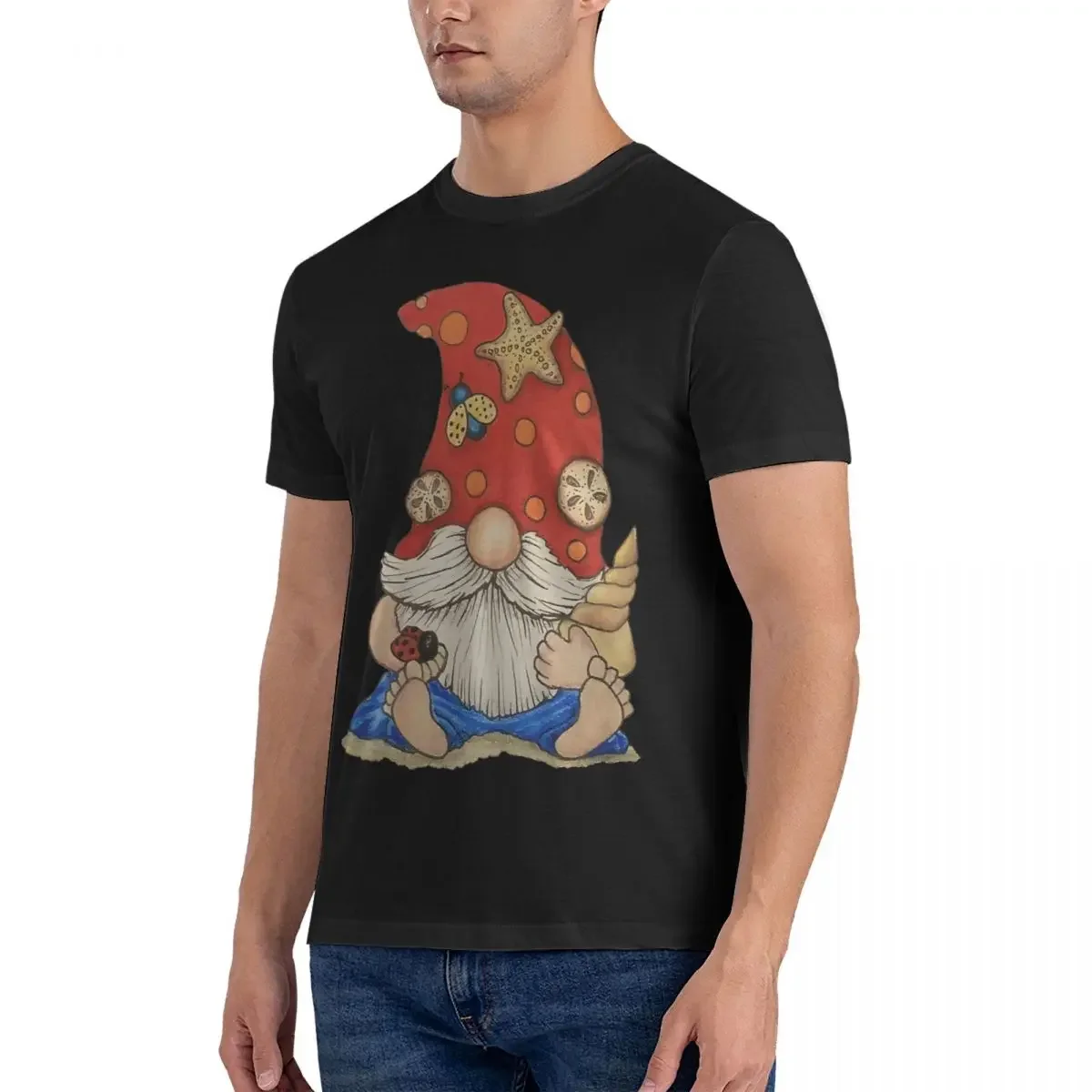 Enzo The Beach Gnome Men T Shirt Gnome Unique Tees Short Sleeve Round Collar T-Shirts 100% Cotton Gift Idea Tops