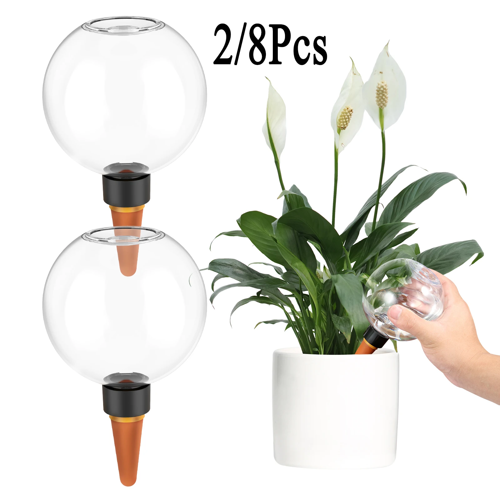 2-8Pcs Automatic Plant Watering Bulbs 500ml Glass Globes Planter Insert  Effortless Self Watering Device Drip Irrigation System