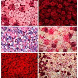 SHENGYONGBAO Happy Valentine's Day Photography Backdrops Romantic Flower Wall Roses Wedding Lover Photo Studio Background QM-01