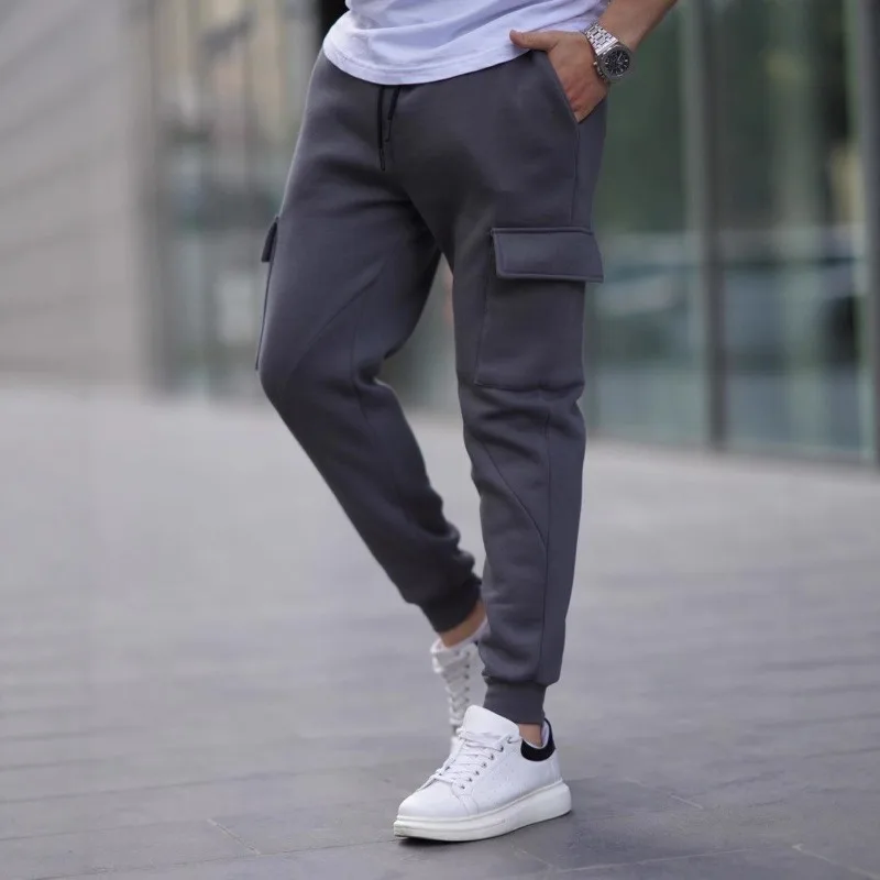 مفتوح المنشعب الرجال الوزن الثقيل الصوف بنطال رياضي شتاء دافئ لينة مدبب Sweatpants النمط الأوروبي الأمريكي تجريب الحضرية غير رسمية