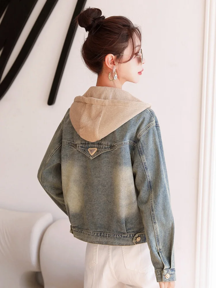 Dames ort Denim Jaet American Sle Retro Loose Fit Lente Herfst Nieuwe collectie Veelzijdige Jaet Top voor dames