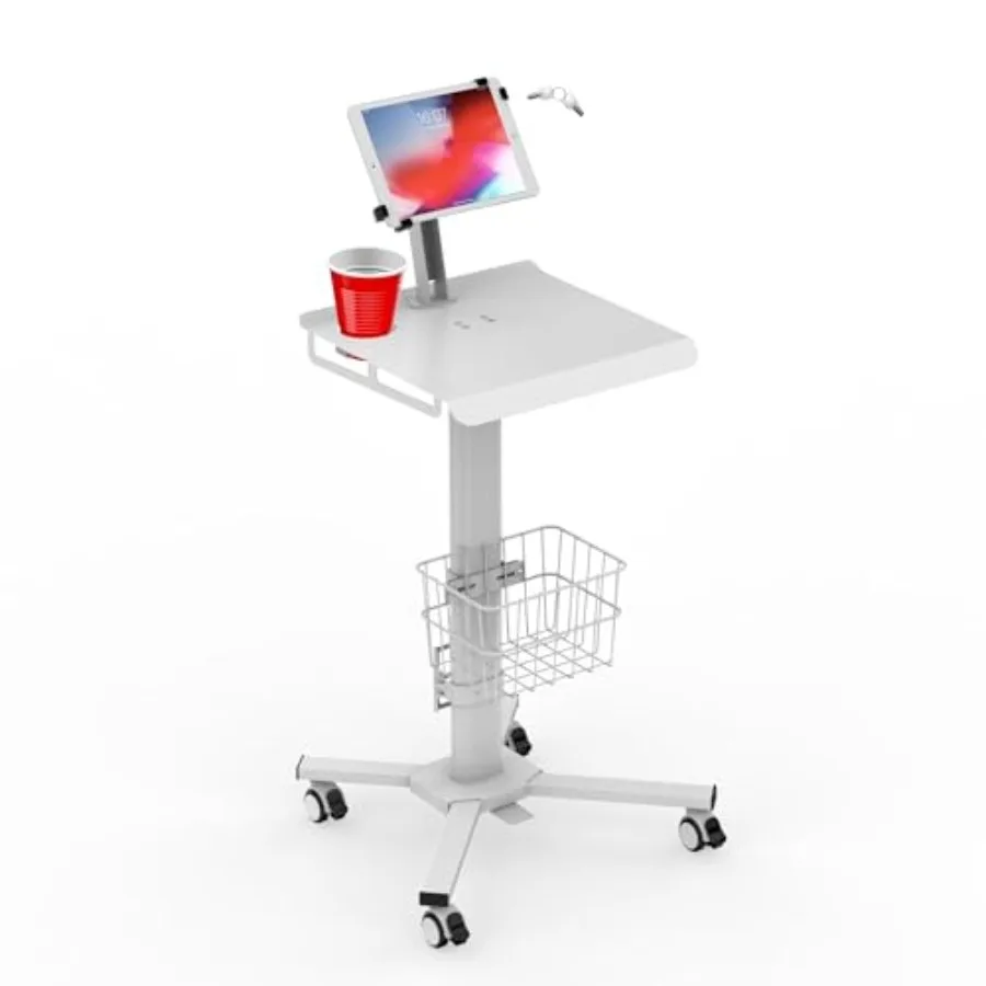 

Mobile Medical Tablet Cart Compatible with 9.7-12.9 iPad Rolling Medical Workstation for Hospital Clinic Library Restaurant Ste