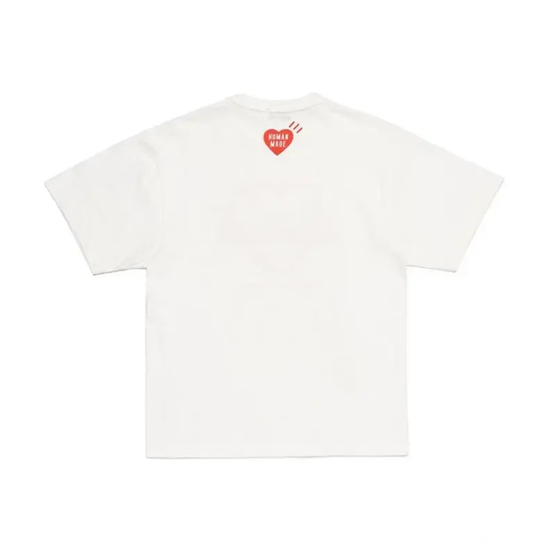 HUMAN MADE Kollaborationsdesign T-Shirt mit Herz-Logo, kurzärmelig, aus reiner Baumwolle 320g, trendig für Männer und Frauen. – Detail 3