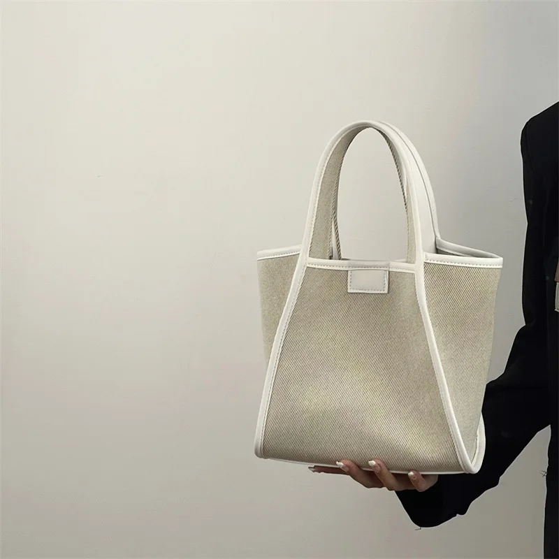 Canvas Bag, New Water Bucket Bag, Fashionable and Versatile, One Shoulder Art, Simple and Commuter Handheld Crossbody Bag