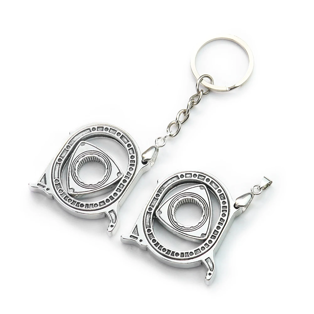 금속 원형 엔진 회전식 펜던트 삼각형 피스톤 로터리 엔진 키 체인, 스팀 펑크 DIY 목걸이 남자 소년 쥬얼리 액세서리