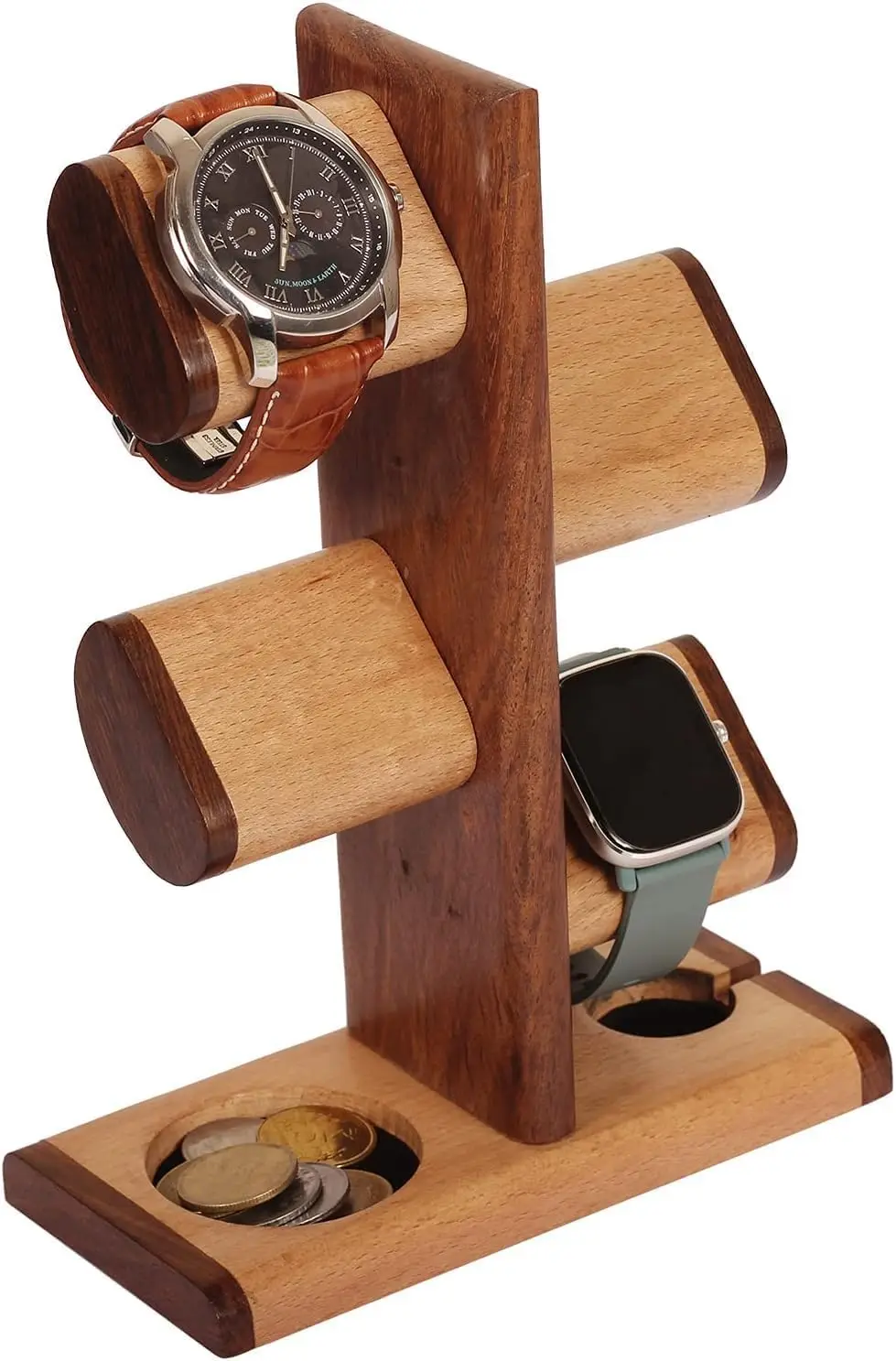 

Watch Stand 5 in One Multiple Watch Display Tower for men, Charging Station Jewelry Organizer for Rings, Coins forGrandparents