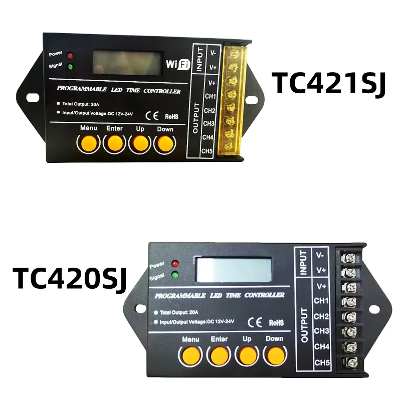 Programmable Time LED Controller TC420SJ TC421SJ NL502 TC420 TC421 Updated 12-24V 20A 5CH Touch Screen WiFI PC Phone APP Control