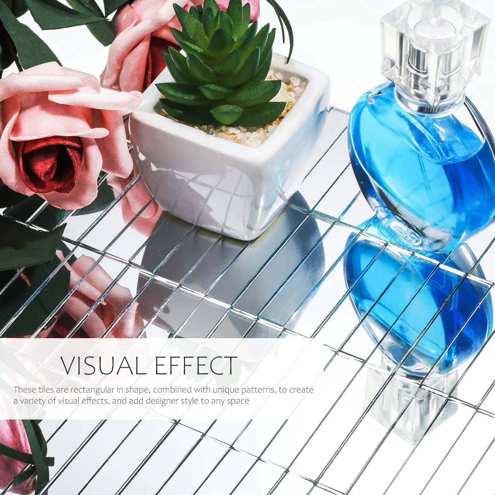 

10Pcs Rectangular Acrylic Mirror Tiles DIY Mosaic Decorative Stripes for Wall Ceiling Art Home Decor Mirror Tiles