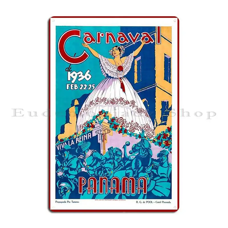 Vintage Panama Travel Poster 1936 Metal Plaque Garage Create Character Cinema Wall Mural Tin Sign Poster