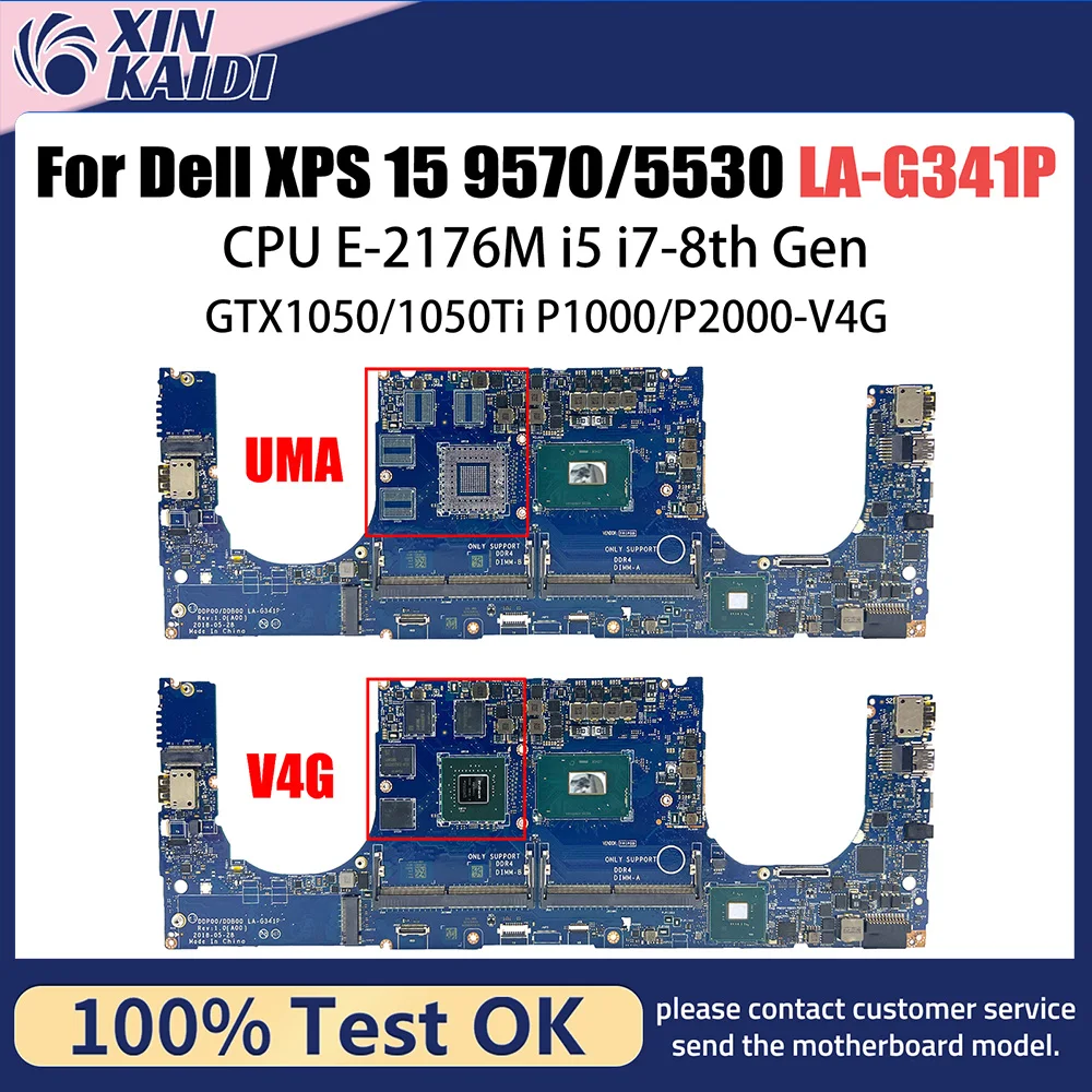 

LA-G341P Mainboard For DELL Precision 5530 9570 Laptop Motherboard 0VDJMX E-2176M i5 i7 CPU GTX1050/1050Ti P1000/P2000 V4G