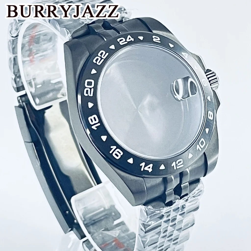 BURRYJAZZ 40 مللي متر 24 ساعة GMT الصلب الحافة صالح NH34 NH35 NH36 NH38 ETA2824 حركة الياقوت كريستال اكسبلورر الساعات ساعة